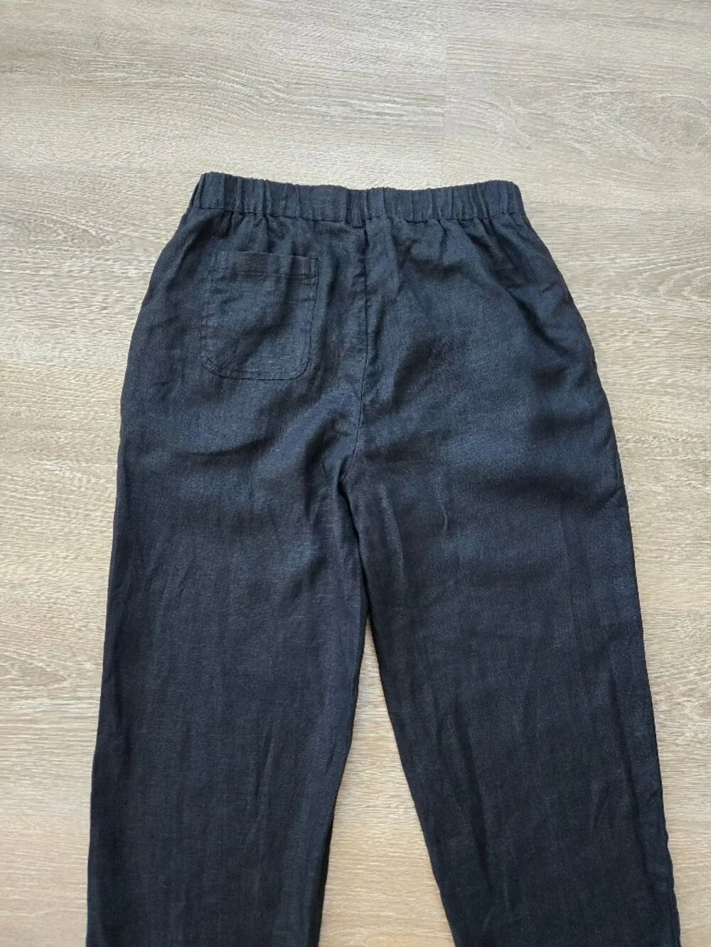 Quince 100% European Linen Pants Black Relaxed Elastic Waist Size Small
